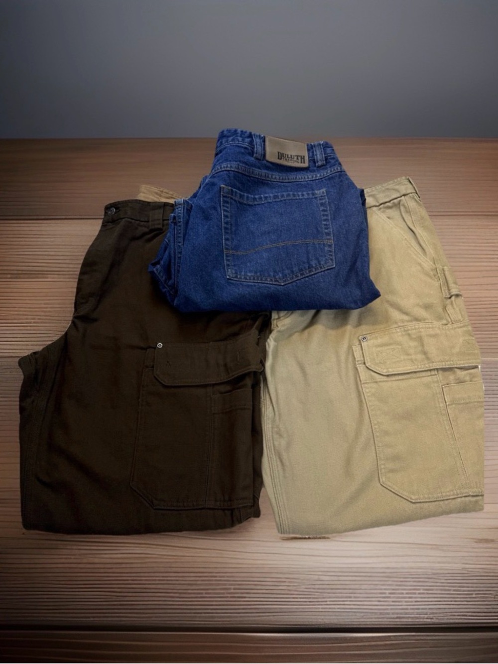Lot of 3 Duluth Trading Co Men 44x32 Pants Cargo Canvas & Denim Jeans Bundle